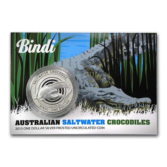 2013 Australia 1 oz Silver Saltwater Crocodile Bindi 2013 Australia 1 oz Silver Saltwater Crocodile Bindi
